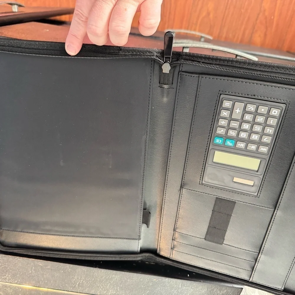 Black Leather Work or Resume Portfolio with LLS Insignia. Never used.